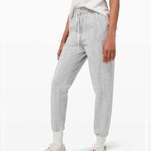 Lululemon Stretch High-Rise Jogger Linear Tempo Jacquard Silver Drop Vapor Sz 6